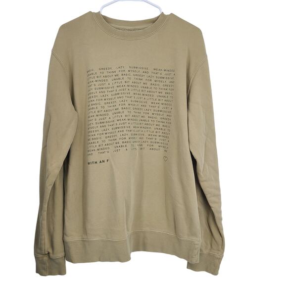 Sofia Franklyn with an F Graphic Sweatshirt Tan Beige Women's SIze XL 2916 - Picture 1 of 7